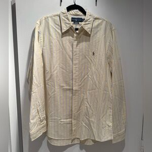 Ralph Lauren Men's Yellow and Blue Striped Shirt